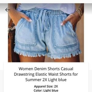 Light Blue Denim Drawstring Shorts Size XXL. But they Run Small.